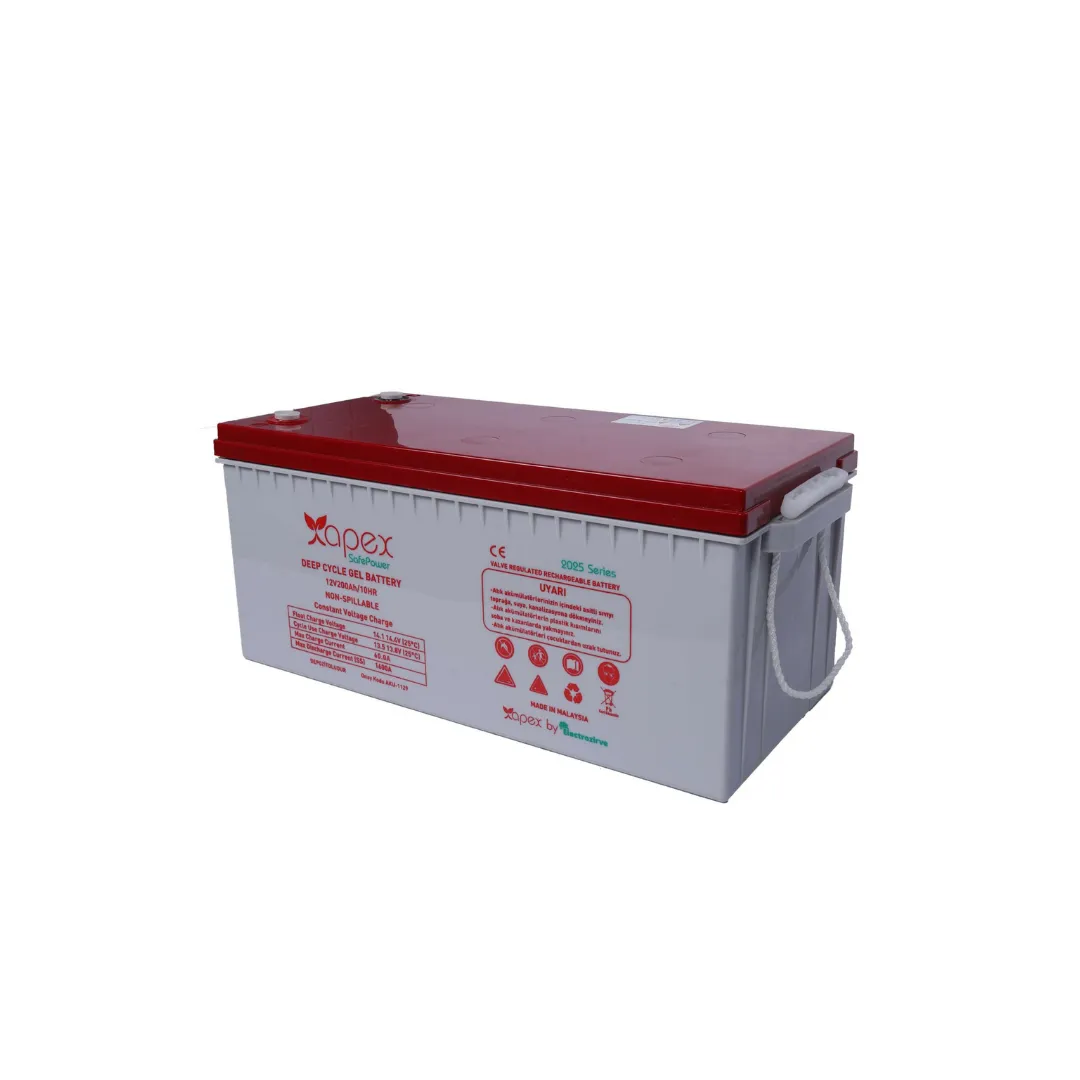 Apex 12V 200Ah Safepower Jel Akü (2.4 kWh - GE200-12 Uzun Ömürlü Deep Cycle)
