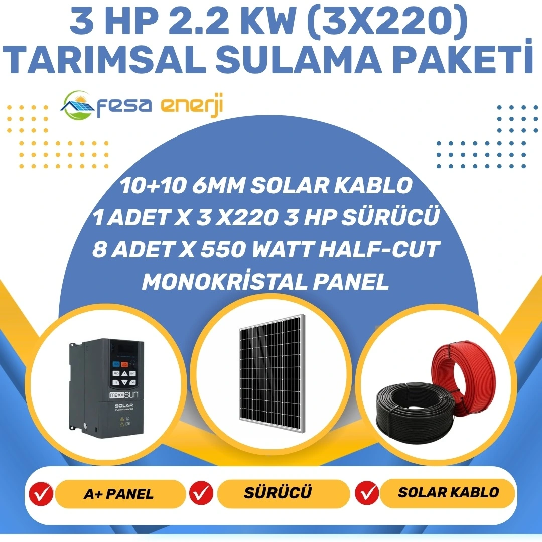 Fesa Enerji 2-3 Hp Dalgıç Pompa - Tarımsal Sulama Sistemi 3x220