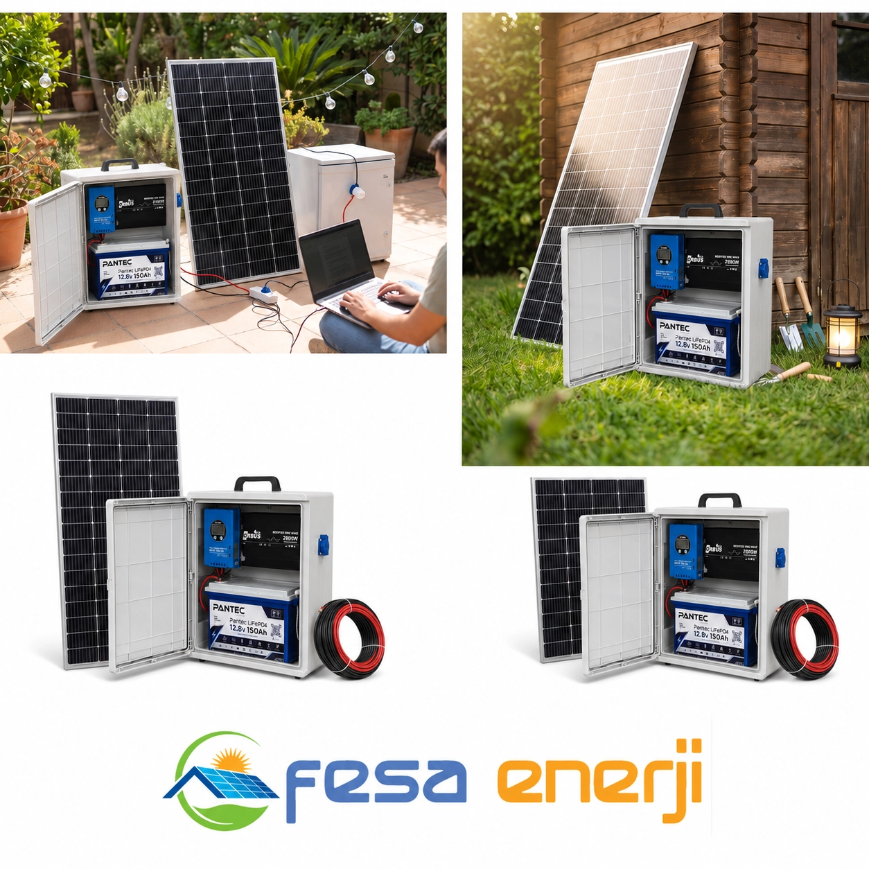 Fesa Enerji Standart 2KW Lityum Akülü Taşınabilir Solar Paket (FESA2KW)