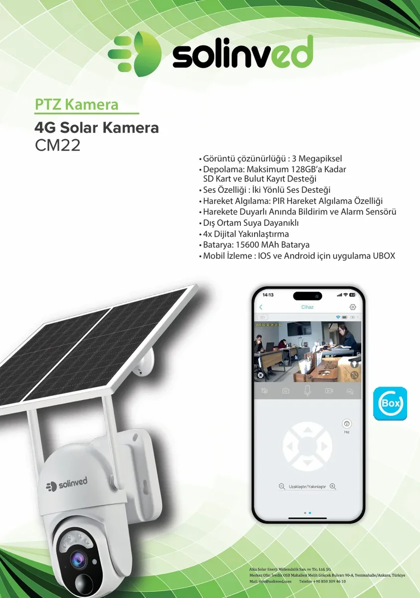 Solinved Enerjili Akıllı Ptz 4g Kamera - Cm 22