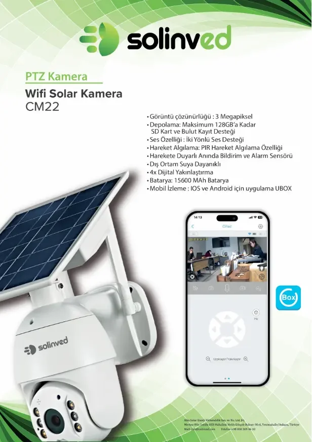 Solinved Güneş Enerjili Akıllı Ptz Wifi Kamera - Cm 22