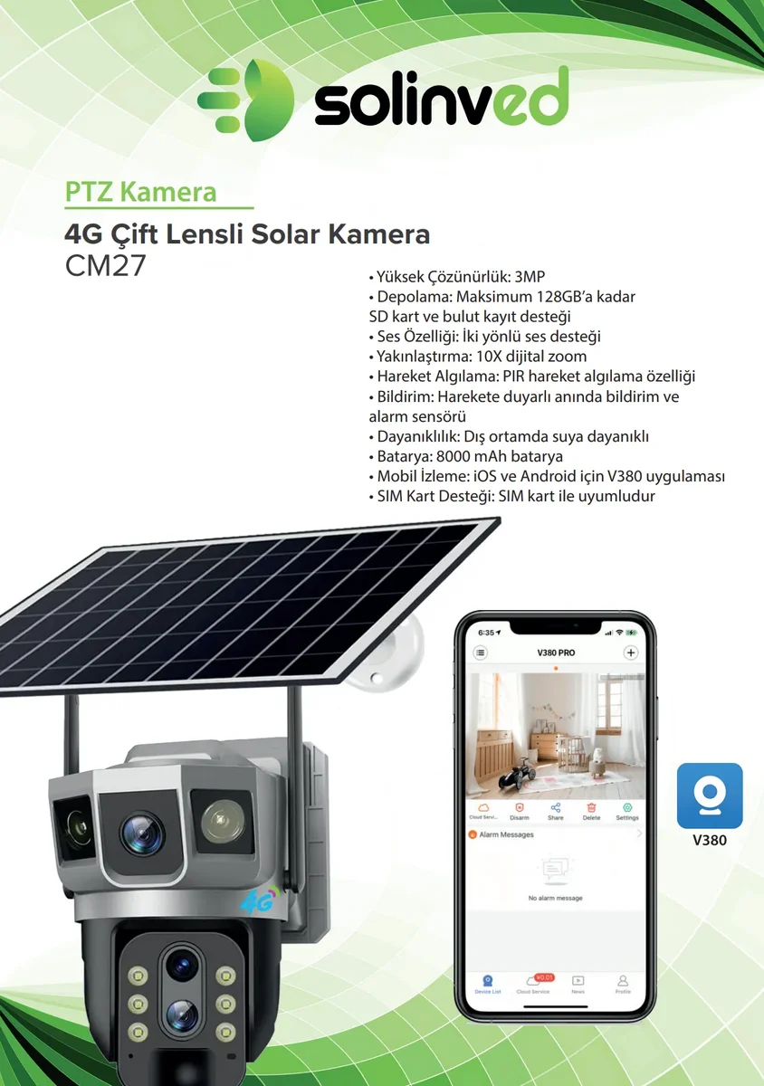 Solinved Güneş Enerjili Ptz 4g Kamera (10k Zoom) - Cm 27