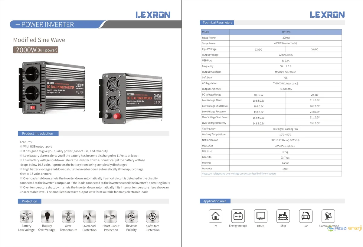 Lexron 2000w-12v Modifiye Sinüs İnverter