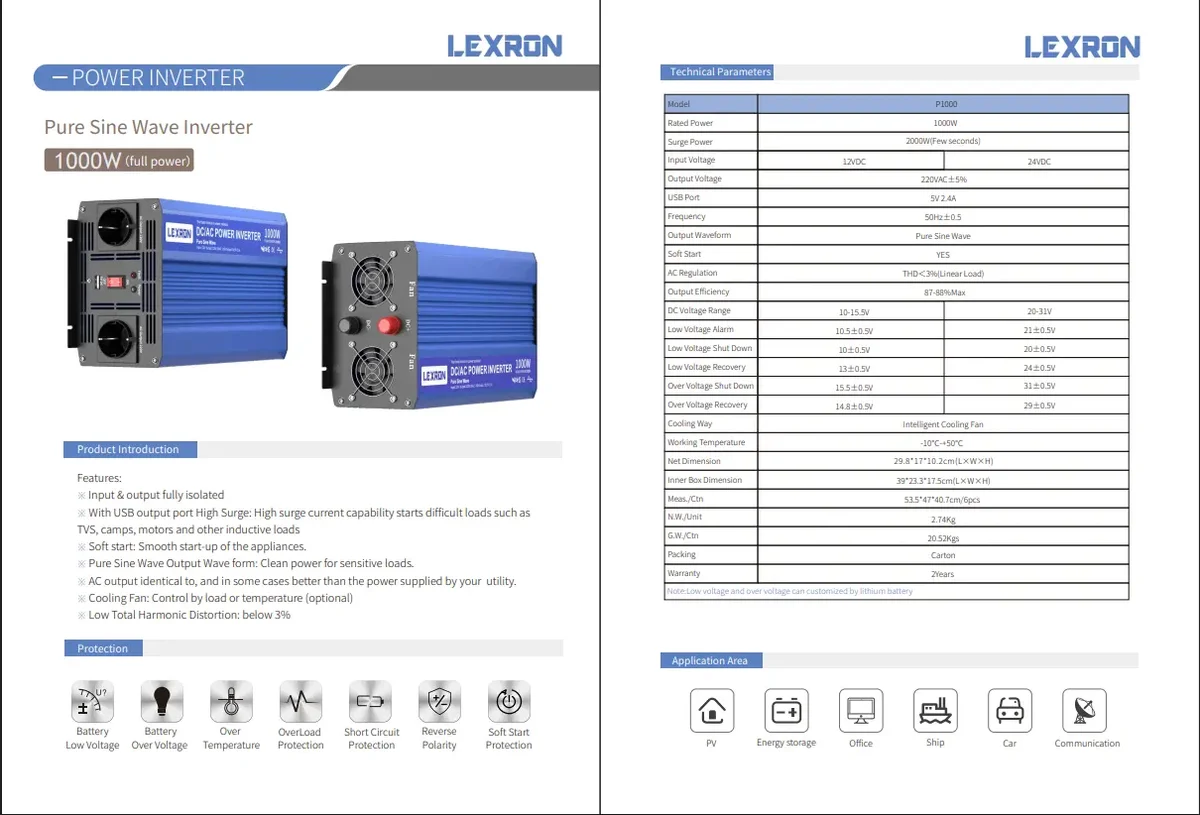 Lexron 1000w-12v Tam Sinüs İnverter