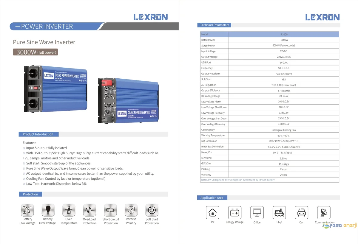 Lexron 3000w-12v Tam Sinüs İnverter