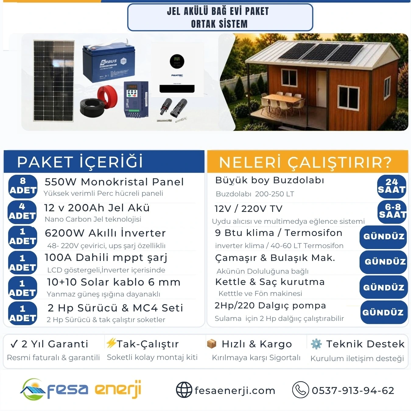 Fesa Enerji Jel Akü Bag Evi Paket Sistemleri ortak