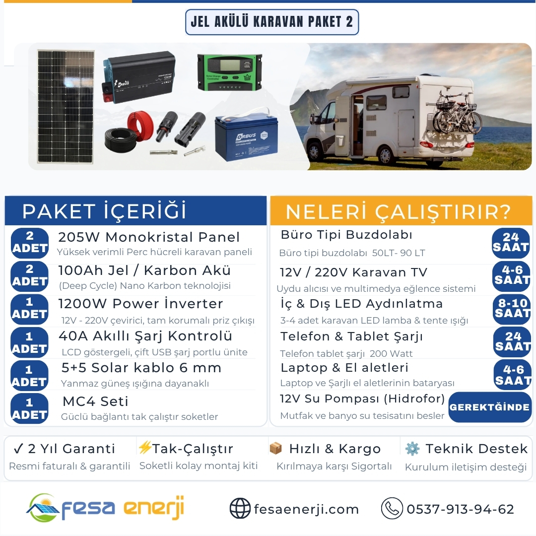 Fesa Enerji Jel Akülü Karavan Paket Sistemleri 2