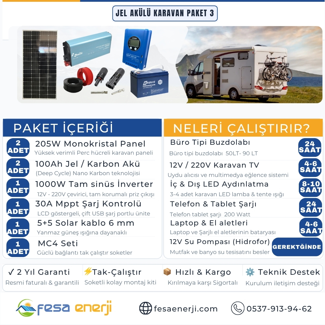 Fesa Enerji Jel Akülü Karavan Paket Sistemleri 3