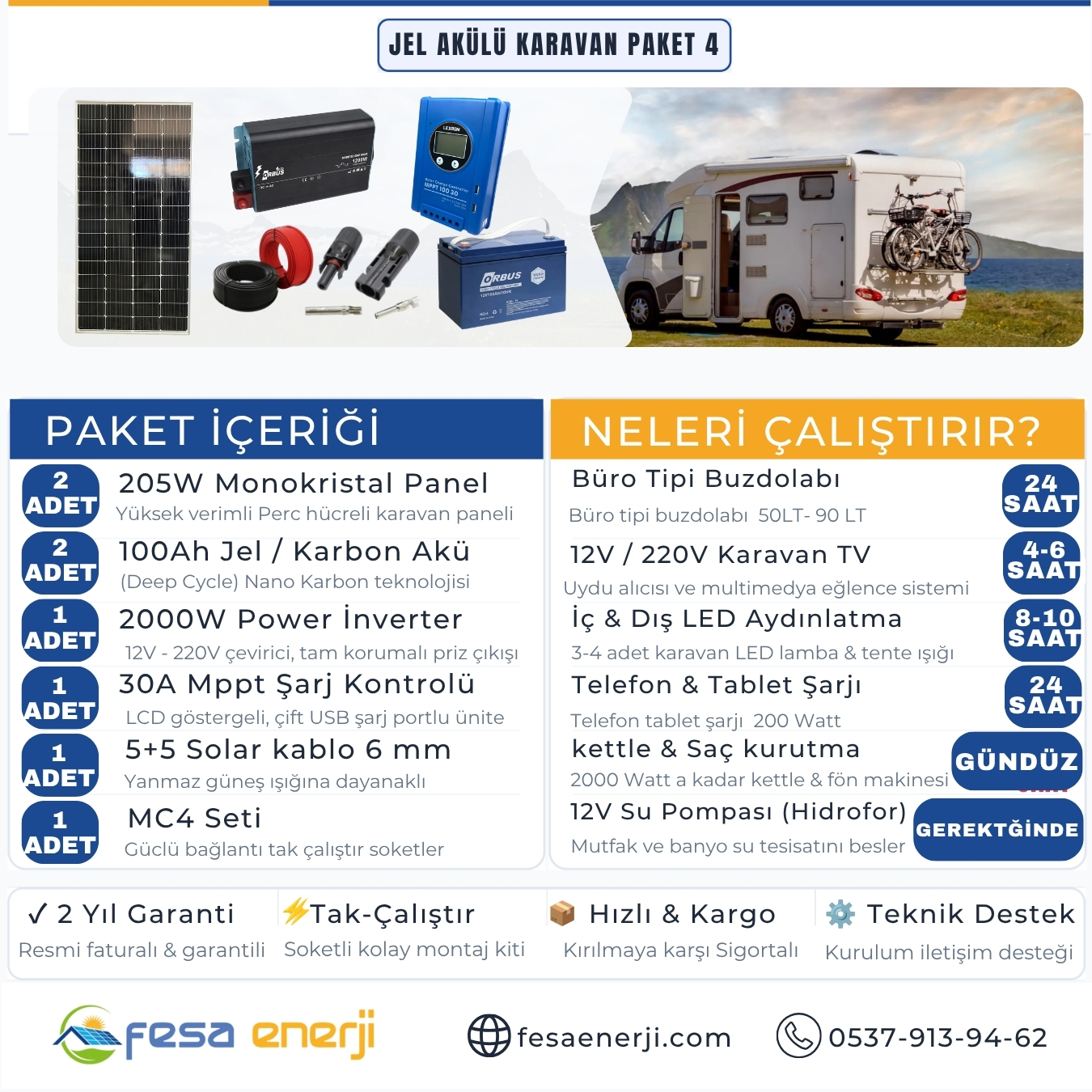 Fesa Enerji Jel Akülü Karavan Paket Sistemleri 4