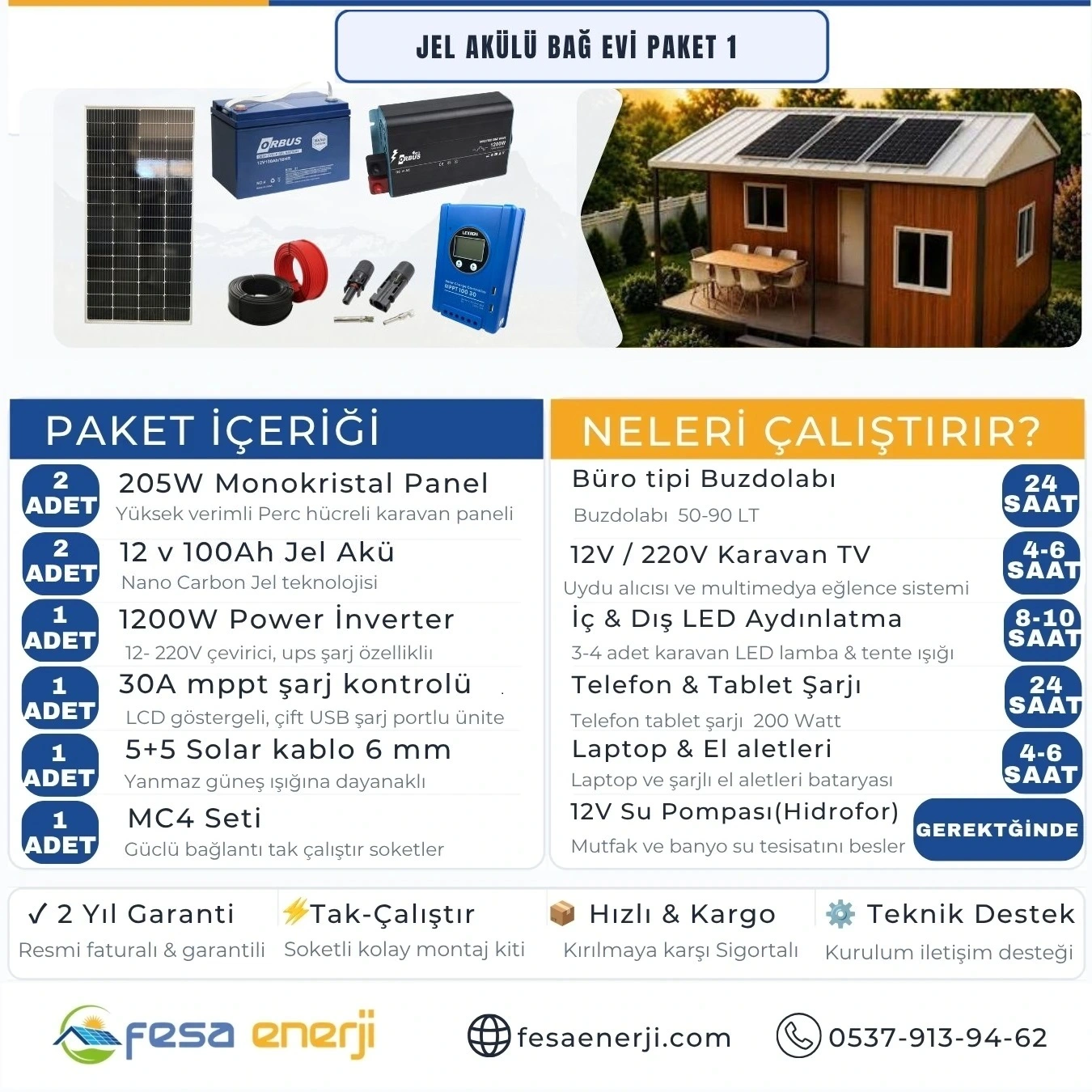 Fesa Enerji Jel Akü Bag Evi Paket Sistemleri 1