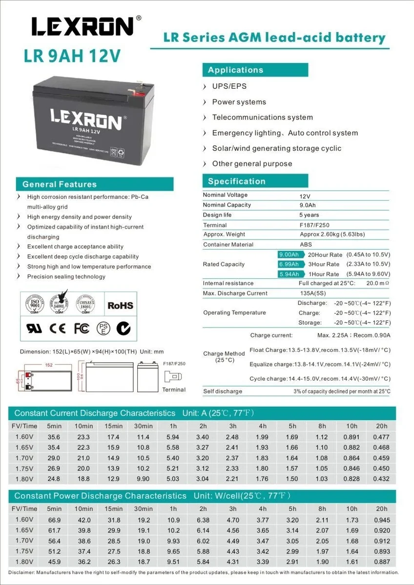 Lexron 9ah-12v Kuru Tip Akü