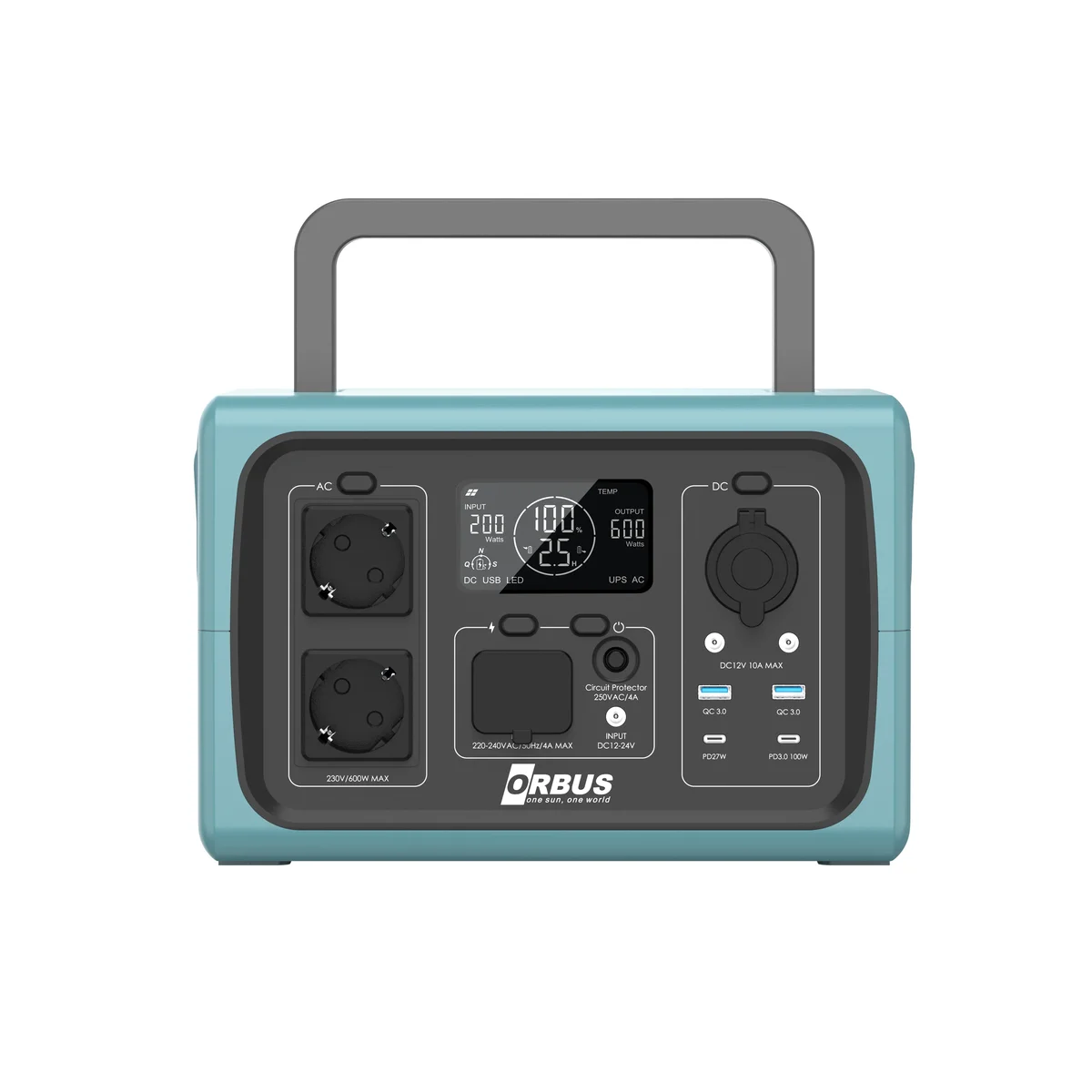 Orbus 600W 512Wh Taşınabilir Power Station Güç İstasyonu (LiFePO4 - OPS-600)