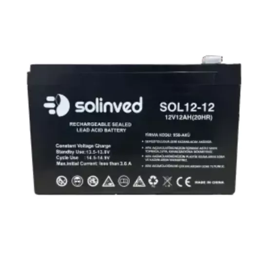 Solinved 12Ah 12V Kuru Tip Akü (VRLA AGM SOL-12-12) - Fesa Enerji