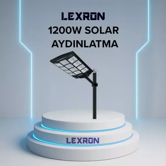 Lexron 1200W Solar Led Sokak ve Cadde Aydınlatma Armatürü - Fesa Enerji