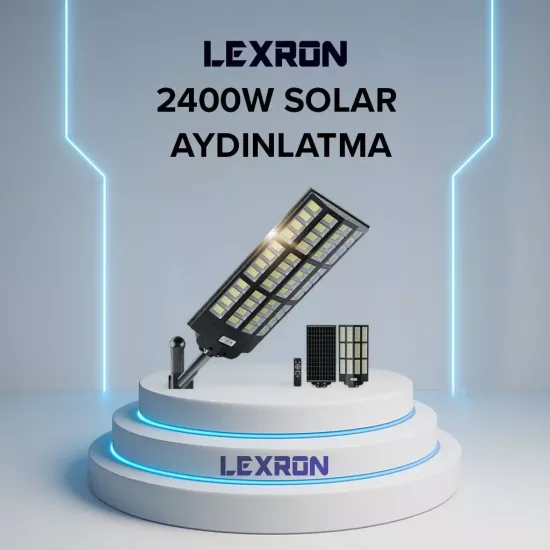 Lexron 2400W Solar Led Sokak ve Cadde Aydınlatma Armatürü - Fesa Enerji