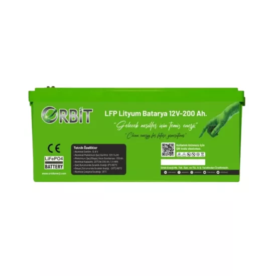 Orbit 12V 200Ah LiFePO4 Lityum Akü (GU12200 - 2.56 kWh) - Fesa Enerji