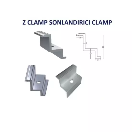 Lexron Solar Panel Sonlandırıcı Kelepçe Alüminyum Z-Clamp (M8 Uyumlu) - Fesa Enerji
