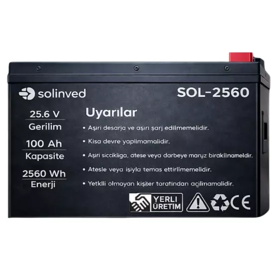 Solinved 25.6V 100Ah LiFePO4 Lityum Akü - Fesa Enerji