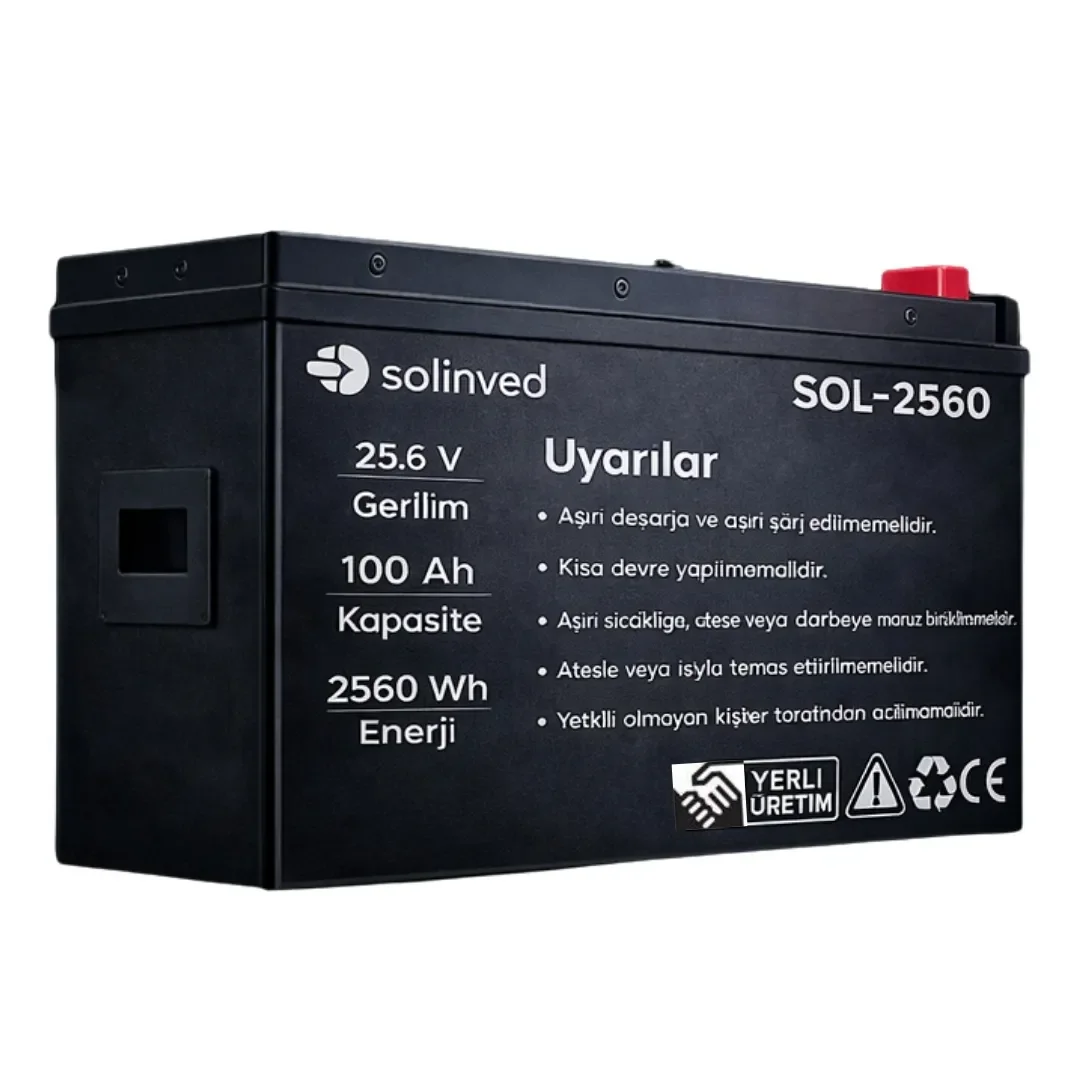 Solinved 25.6 V 100ah Lifepo4 Lityum Akü